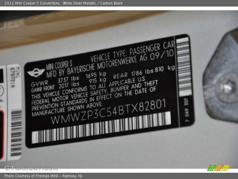 White Silver Metallic / Carbon Black 2011 Mini Cooper S Convertible