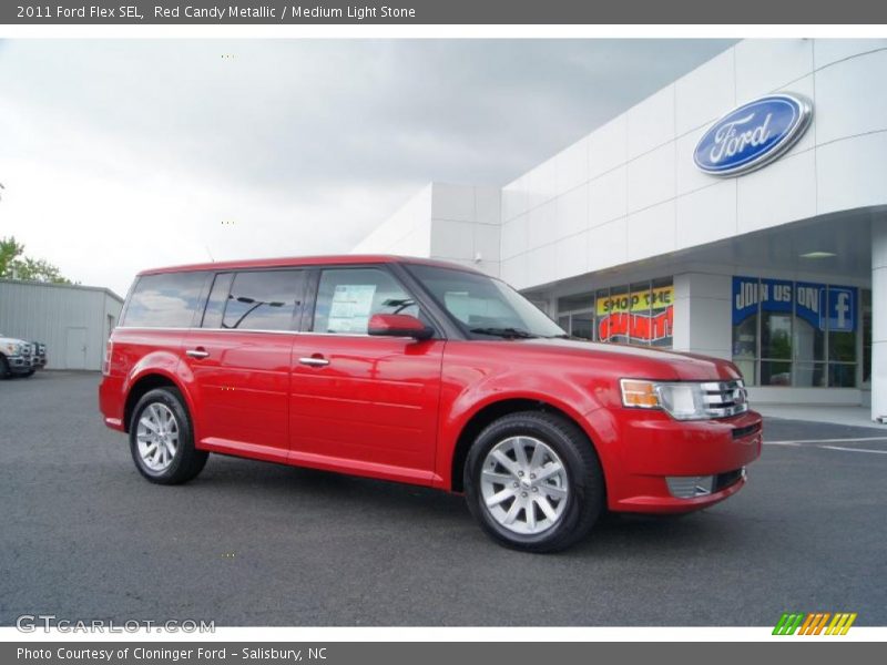 Red Candy Metallic / Medium Light Stone 2011 Ford Flex SEL