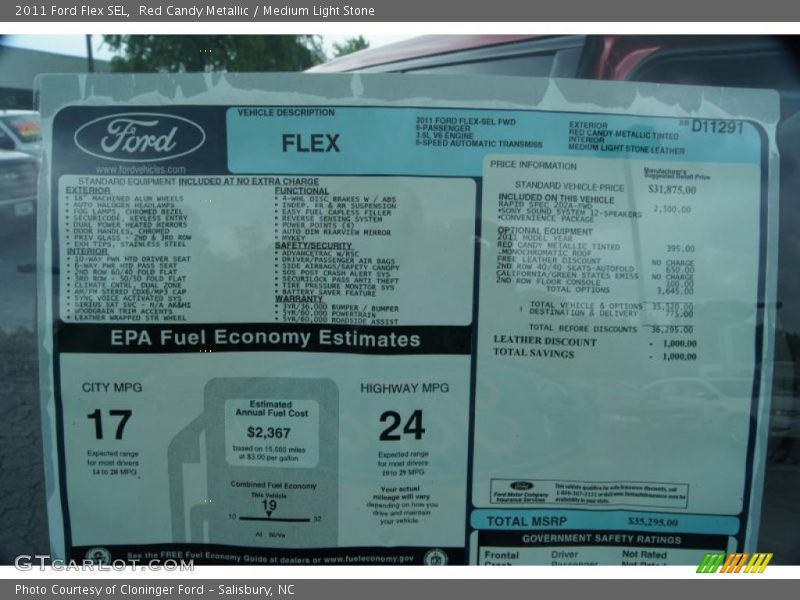  2011 Flex SEL Window Sticker