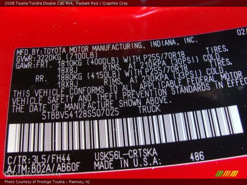 Radiant Red / Graphite Gray 2008 Toyota Tundra Double Cab 4x4