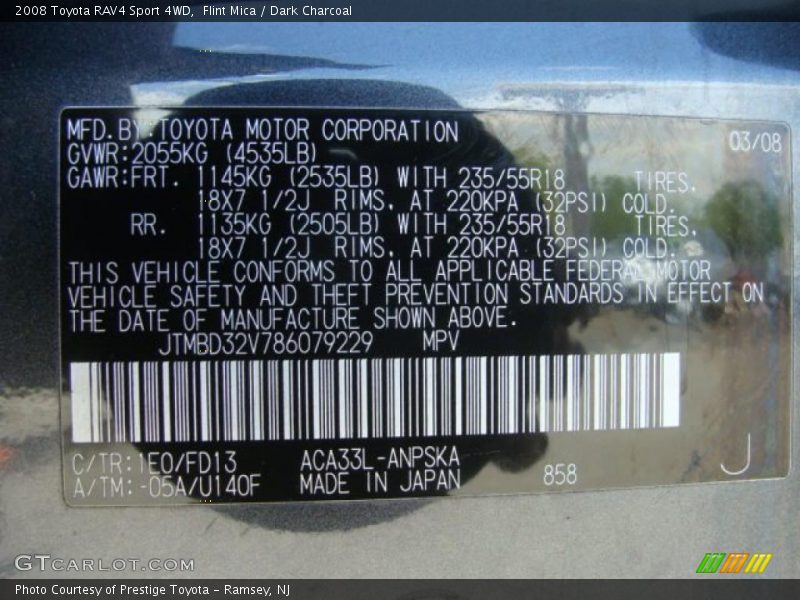 Flint Mica / Dark Charcoal 2008 Toyota RAV4 Sport 4WD