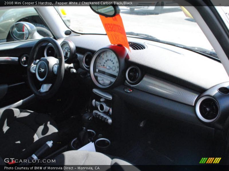 Pepper White / Checkered Carbon Black/Black 2008 Mini Cooper S Hardtop