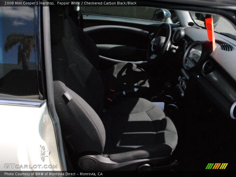 Pepper White / Checkered Carbon Black/Black 2008 Mini Cooper S Hardtop