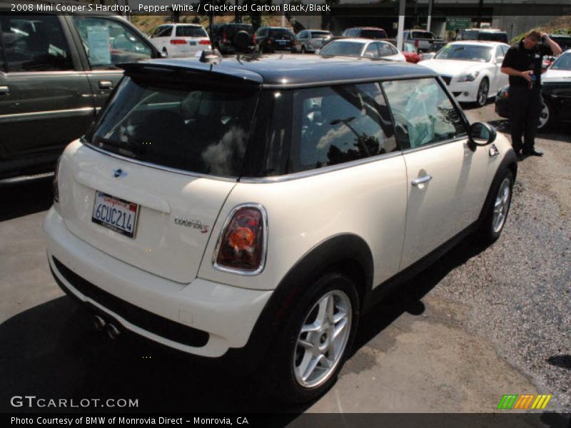 Pepper White / Checkered Carbon Black/Black 2008 Mini Cooper S Hardtop