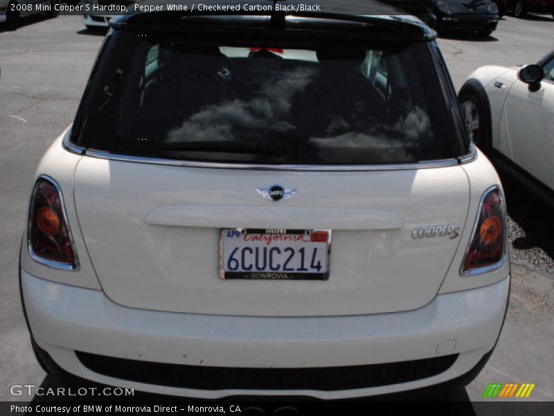 Pepper White / Checkered Carbon Black/Black 2008 Mini Cooper S Hardtop