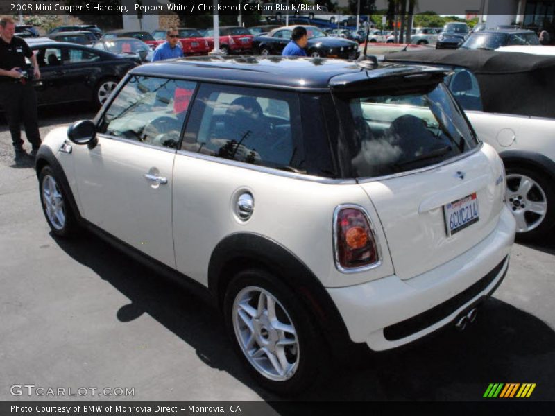 Pepper White / Checkered Carbon Black/Black 2008 Mini Cooper S Hardtop