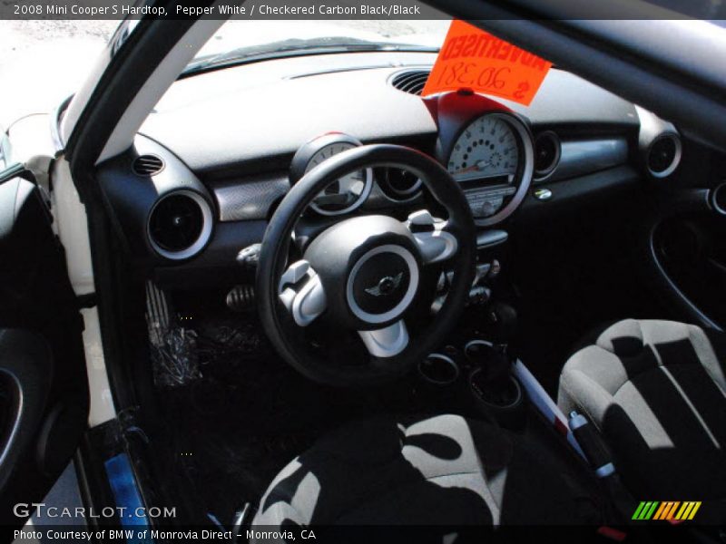 Pepper White / Checkered Carbon Black/Black 2008 Mini Cooper S Hardtop