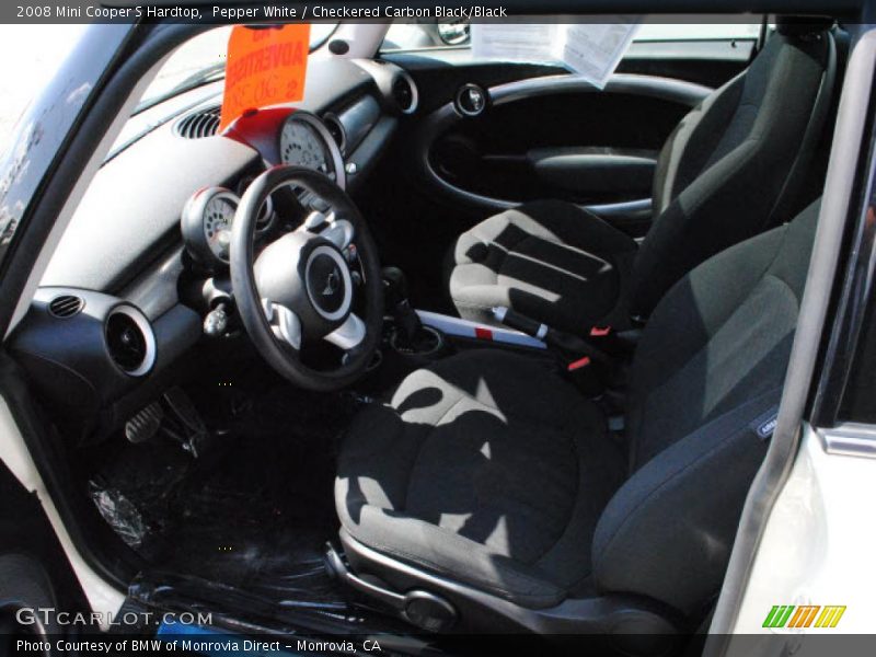 Pepper White / Checkered Carbon Black/Black 2008 Mini Cooper S Hardtop