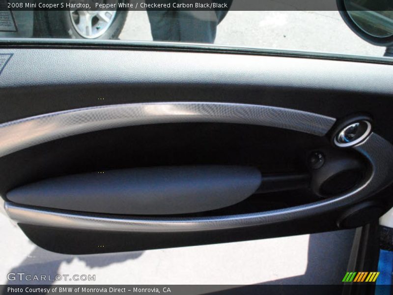 Pepper White / Checkered Carbon Black/Black 2008 Mini Cooper S Hardtop