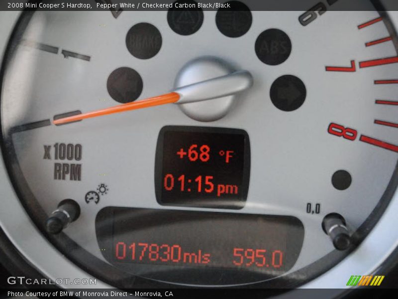 Pepper White / Checkered Carbon Black/Black 2008 Mini Cooper S Hardtop