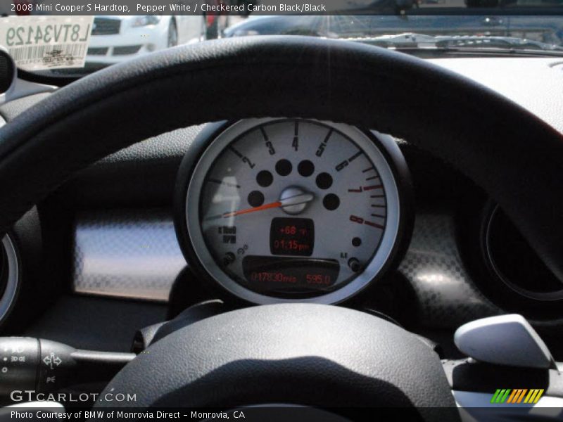 Pepper White / Checkered Carbon Black/Black 2008 Mini Cooper S Hardtop
