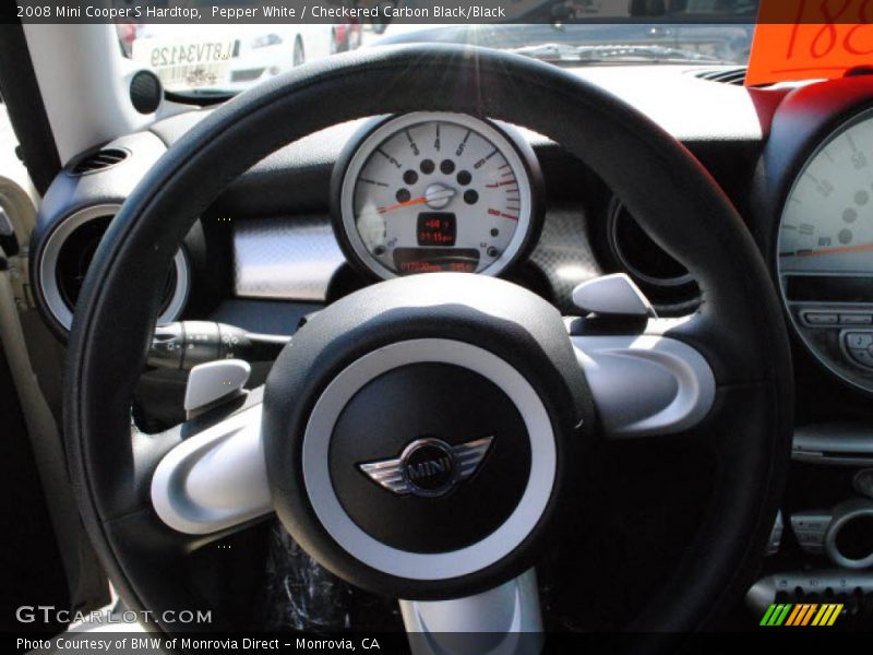 Pepper White / Checkered Carbon Black/Black 2008 Mini Cooper S Hardtop