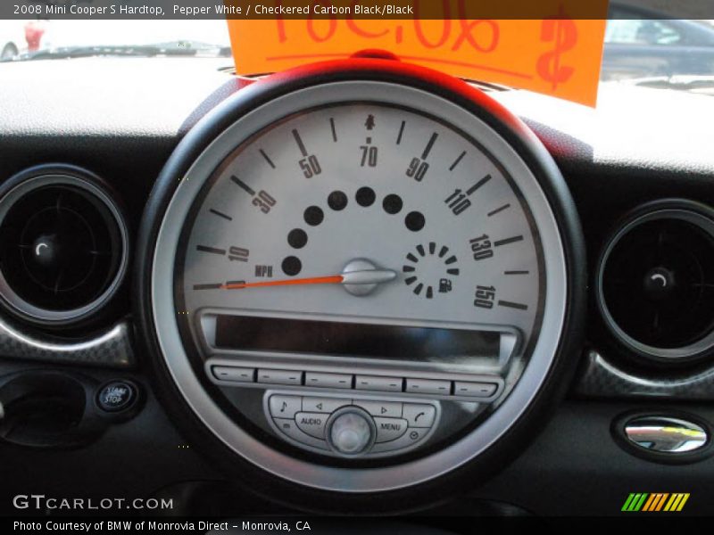 Pepper White / Checkered Carbon Black/Black 2008 Mini Cooper S Hardtop