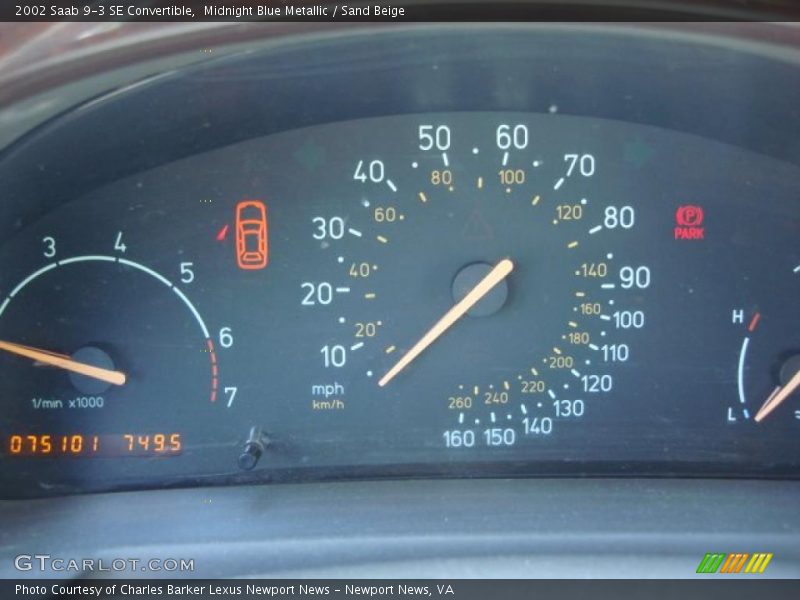 Midnight Blue Metallic / Sand Beige 2002 Saab 9-3 SE Convertible