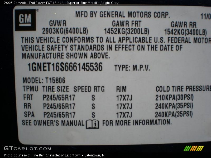Superior Blue Metallic / Light Gray 2006 Chevrolet TrailBlazer EXT LS 4x4