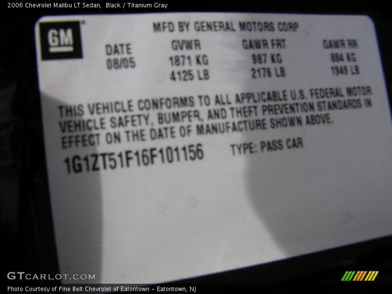 Black / Titanium Gray 2006 Chevrolet Malibu LT Sedan