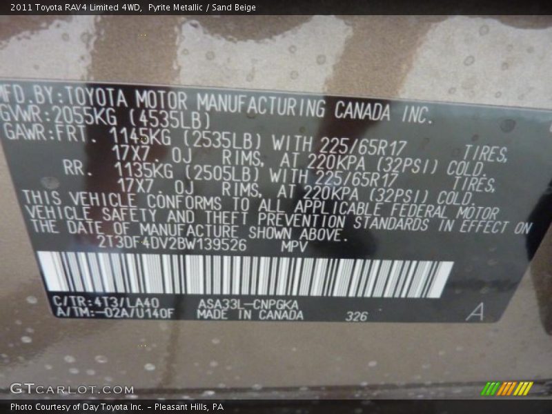 Pyrite Metallic / Sand Beige 2011 Toyota RAV4 Limited 4WD