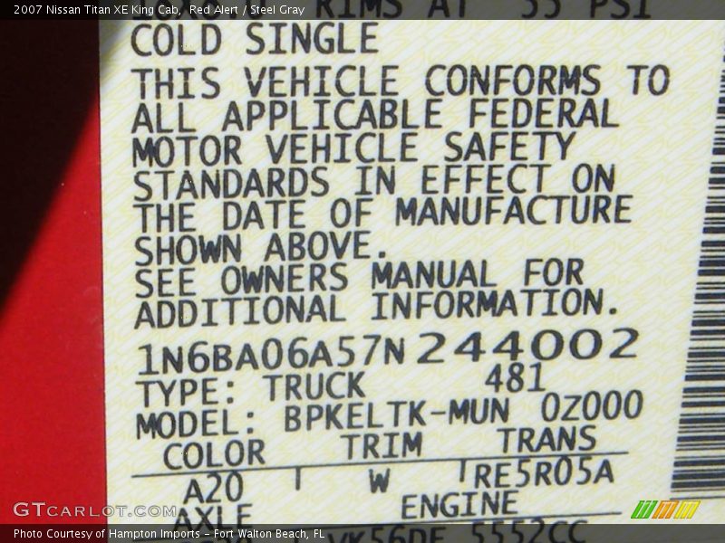 Red Alert / Steel Gray 2007 Nissan Titan XE King Cab