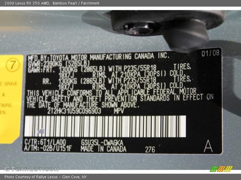 Bamboo Pearl / Parchment 2009 Lexus RX 350 AWD