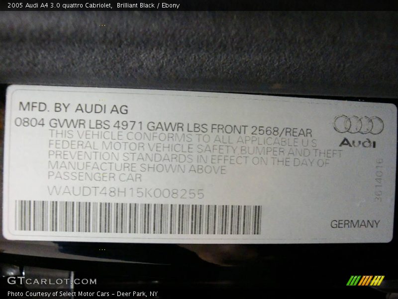 Brilliant Black / Ebony 2005 Audi A4 3.0 quattro Cabriolet