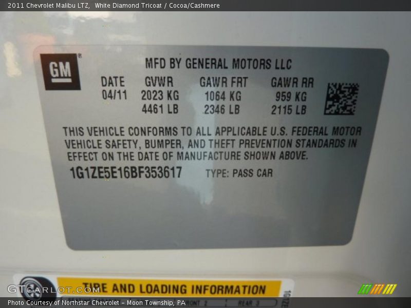 White Diamond Tricoat / Cocoa/Cashmere 2011 Chevrolet Malibu LTZ