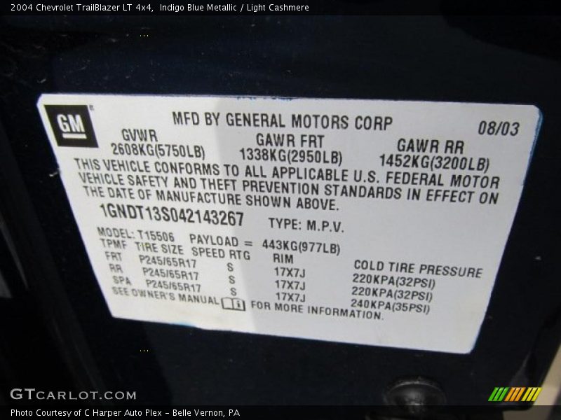 Indigo Blue Metallic / Light Cashmere 2004 Chevrolet TrailBlazer LT 4x4