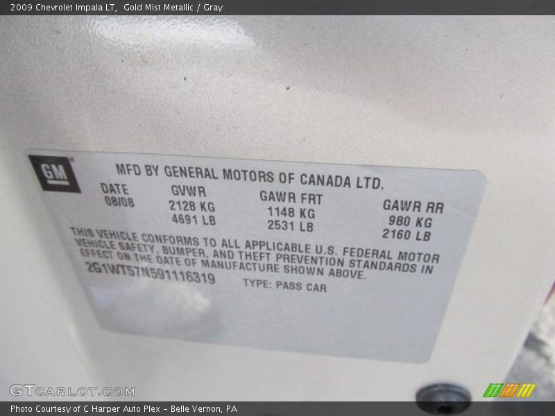 Gold Mist Metallic / Gray 2009 Chevrolet Impala LT