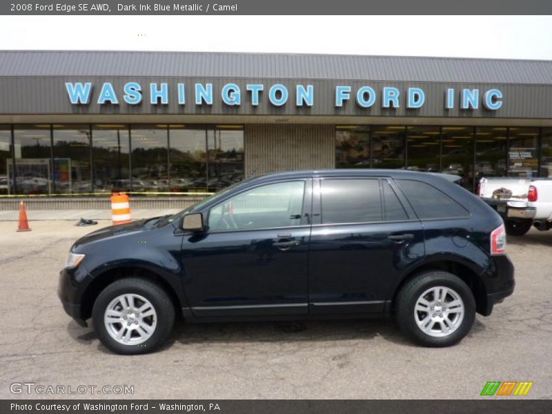 Dark Ink Blue Metallic / Camel 2008 Ford Edge SE AWD