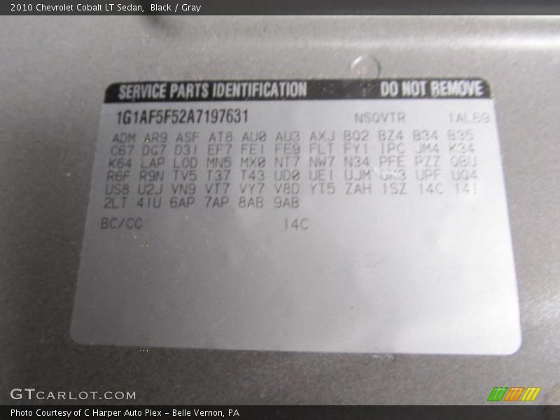 Black / Gray 2010 Chevrolet Cobalt LT Sedan