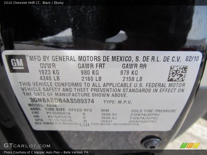 Black / Ebony 2010 Chevrolet HHR LT