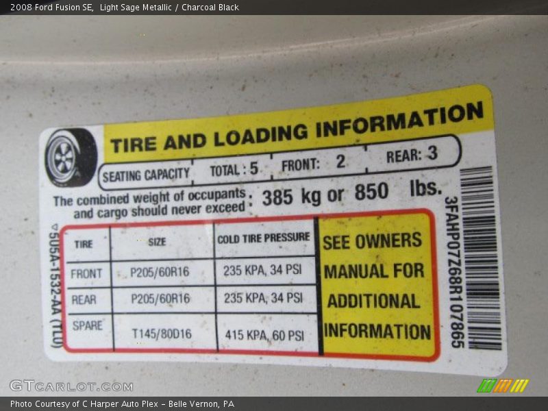 Light Sage Metallic / Charcoal Black 2008 Ford Fusion SE