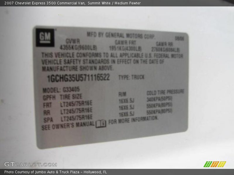 Summit White / Medium Pewter 2007 Chevrolet Express 3500 Commercial Van
