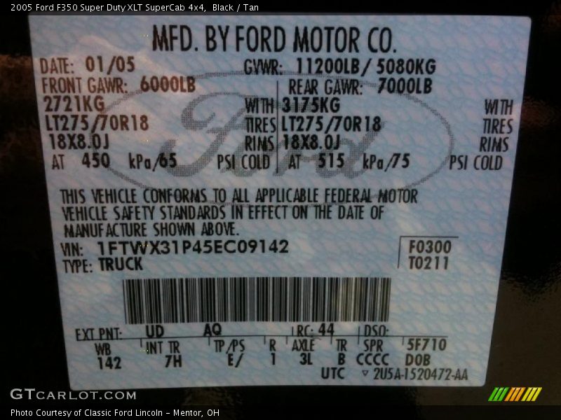 Black / Tan 2005 Ford F350 Super Duty XLT SuperCab 4x4