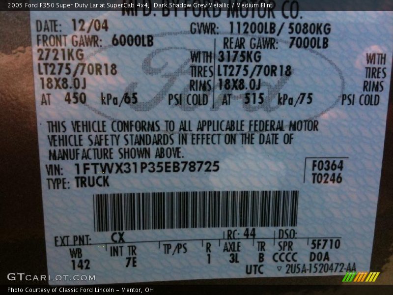Dark Shadow Grey Metallic / Medium Flint 2005 Ford F350 Super Duty Lariat SuperCab 4x4