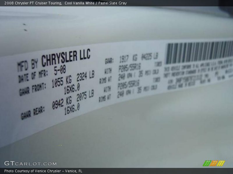 Cool Vanilla White / Pastel Slate Gray 2008 Chrysler PT Cruiser Touring