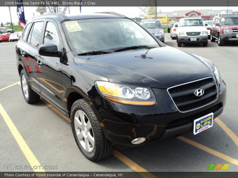 Ebony Black / Gray 2008 Hyundai Santa Fe SE 4WD