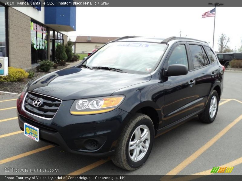 Phantom Black Metallic / Gray 2010 Hyundai Santa Fe GLS
