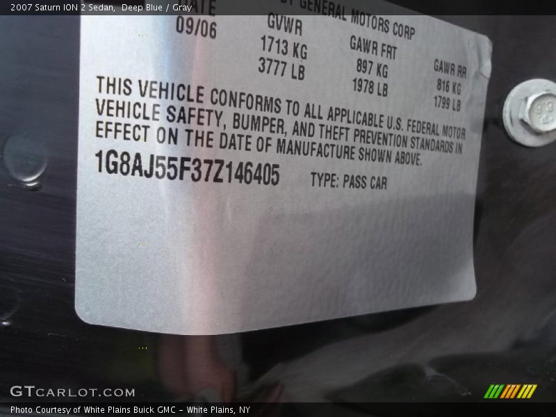 Deep Blue / Gray 2007 Saturn ION 2 Sedan
