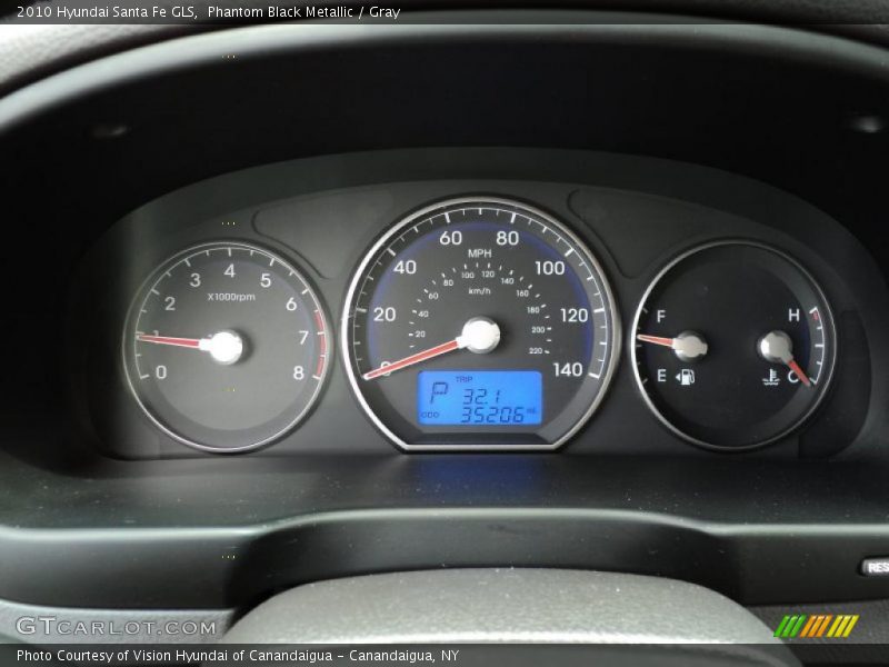 Phantom Black Metallic / Gray 2010 Hyundai Santa Fe GLS