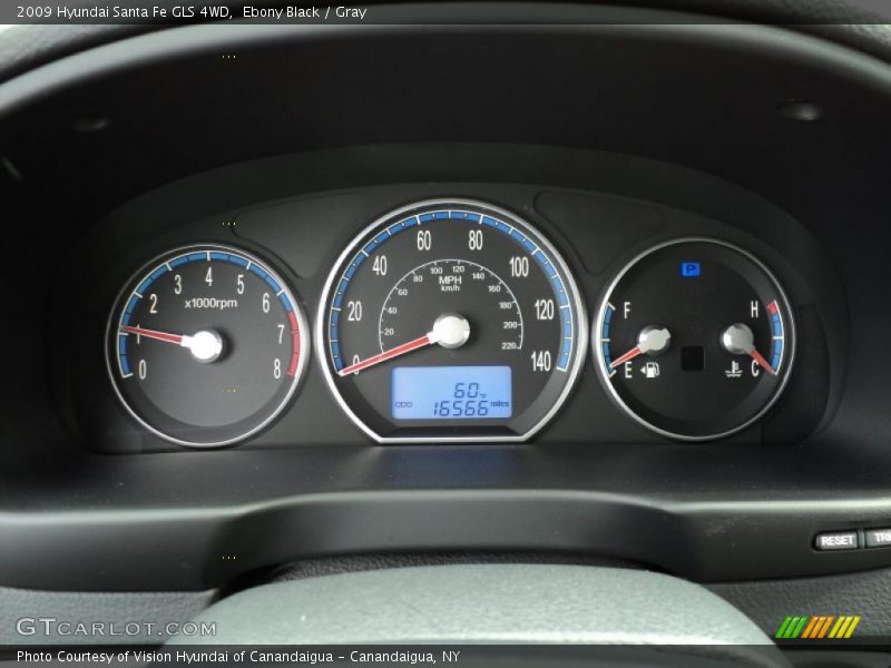 Ebony Black / Gray 2009 Hyundai Santa Fe GLS 4WD
