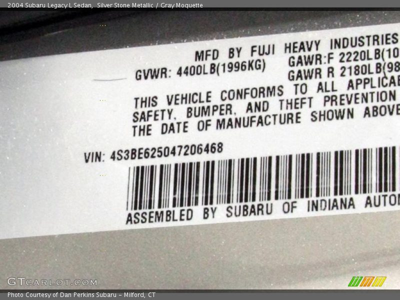 Silver Stone Metallic / Gray Moquette 2004 Subaru Legacy L Sedan