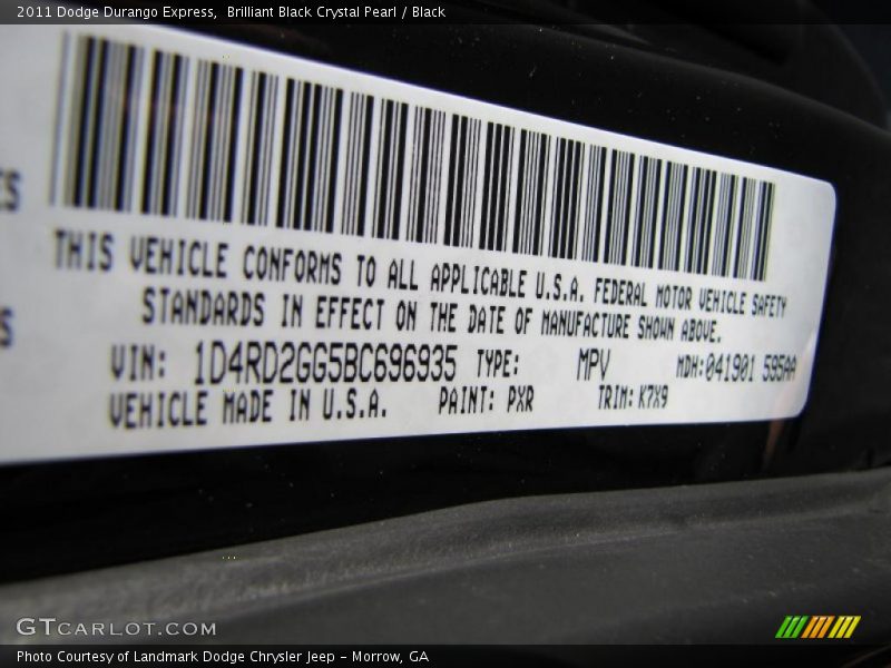 Brilliant Black Crystal Pearl / Black 2011 Dodge Durango Express