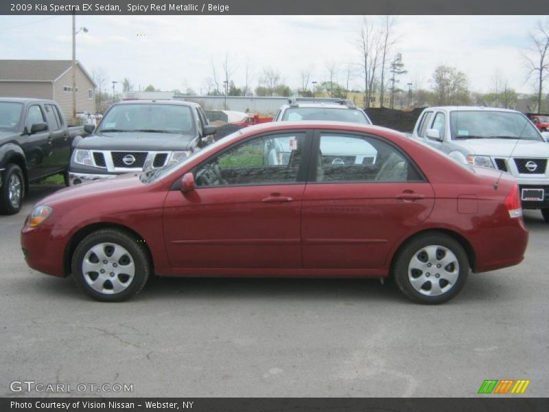 Spicy Red Metallic / Beige 2009 Kia Spectra EX Sedan