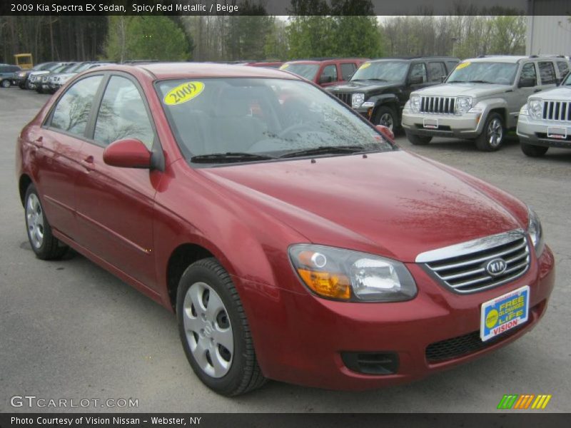 Spicy Red Metallic / Beige 2009 Kia Spectra EX Sedan