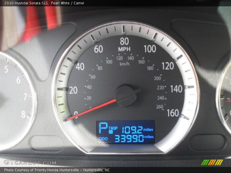 Pearl White / Camel 2010 Hyundai Sonata GLS