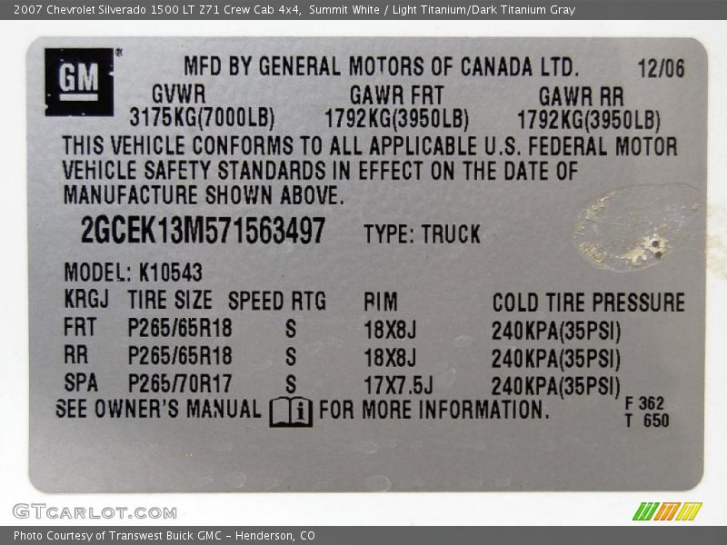 Summit White / Light Titanium/Dark Titanium Gray 2007 Chevrolet Silverado 1500 LT Z71 Crew Cab 4x4