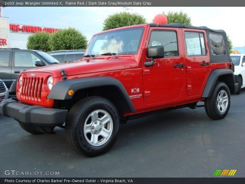 Flame Red / Dark Slate Gray/Medium Slate Gray 2009 Jeep Wrangler Unlimited X