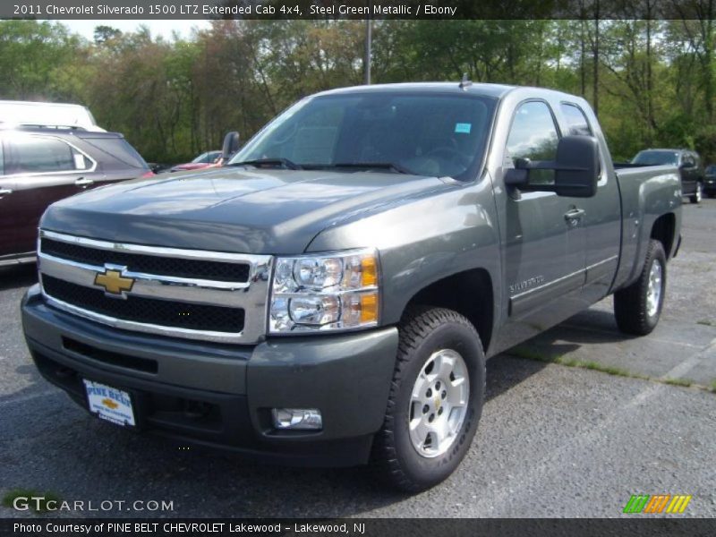 Steel Green Metallic / Ebony 2011 Chevrolet Silverado 1500 LTZ Extended Cab 4x4