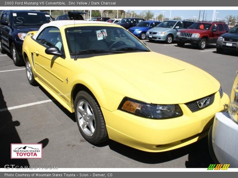 Zinc Yellow / Dark Charcoal 2003 Ford Mustang V6 Convertible