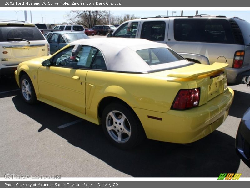 Zinc Yellow / Dark Charcoal 2003 Ford Mustang V6 Convertible